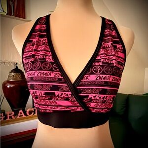 Zumba Fitness Women's Pink and Black Sports Bra Marvelous/Medium